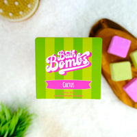 Bath Bomb packaging with 'Cactus' flavor on a white background