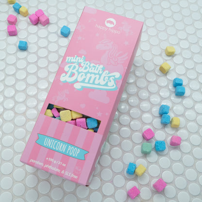 Unicorn poop mini bath bomb box on a white background