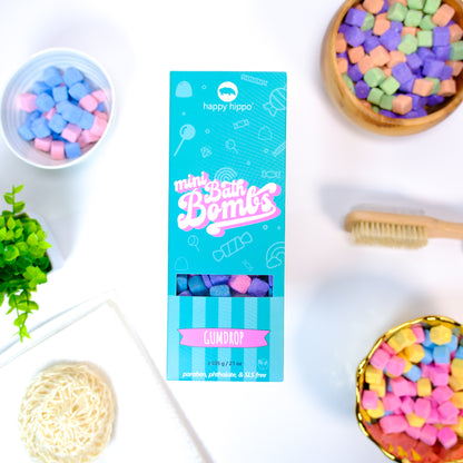 Gumdrop mini bath bombs box with white background